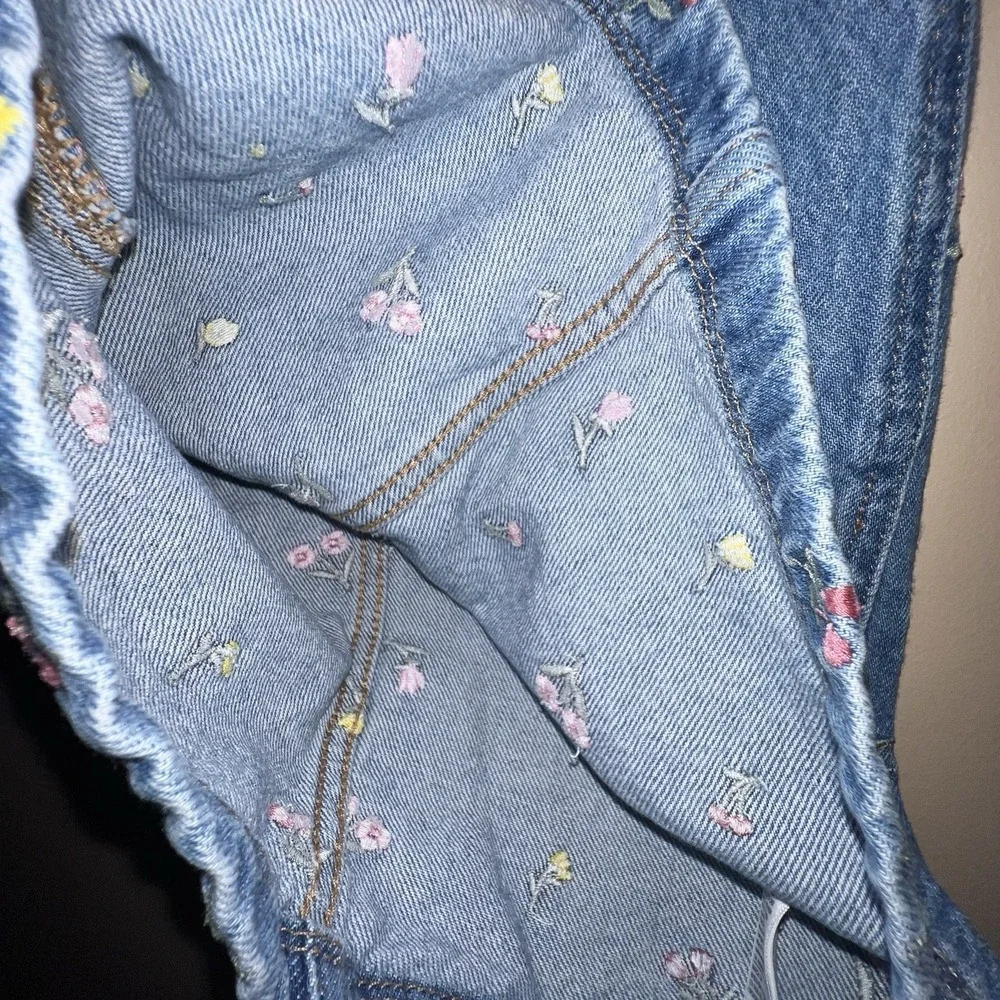 Embroidered Floral Denim Dress Overalls 5 Gap Kids Girl Ruffle Country Kidcore